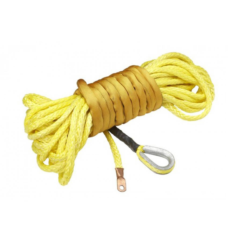 10mm x 30m high strong  yellow 12 strand synthetic winch rope uhmwpe line